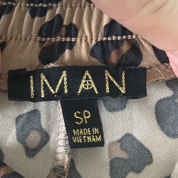 IMAN Leopard Cheetah Luxury Resort Palazzo Pants Vacation Cruise EUC Size Small - Picture 7 of 8